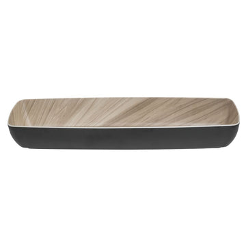 Serving Bowl Wood-Look Black Melamine with Light Wood Inside - 20 7/8 L x 6 2/3 W x 3" H by HUBERT – Melamine, Black, Model M2381-BLACK