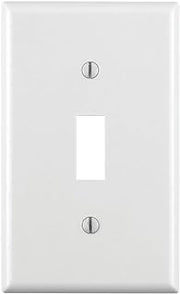 Leviton 1-Gang Toggle Device Switch Wallplate, Standard Size, Thermoset, Device Mount, 88001, White