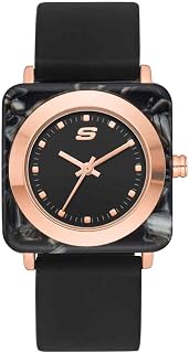 Skechers Watch for Women, Black Coloured Quartz Three Hand Movement with Synthetic Strap