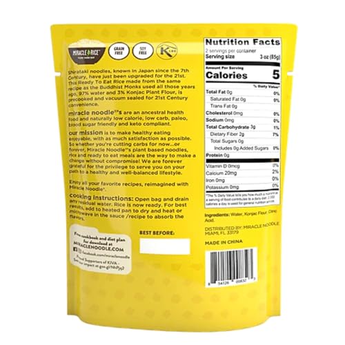 Miracle Noodle Rice / 7 Ounce (Pack of 6) / 6 Shirataki