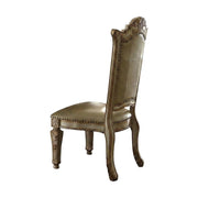 PU Leather-Upholstered Dining Side Chair with Gold Patina Wood Frame by Furnifact – Wood, Bone Pu &Amp; Gold Patina, Pack of 2
