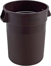 Global Industrial Commercial Round Trash Can, 32 Gallon Capacity, Brown