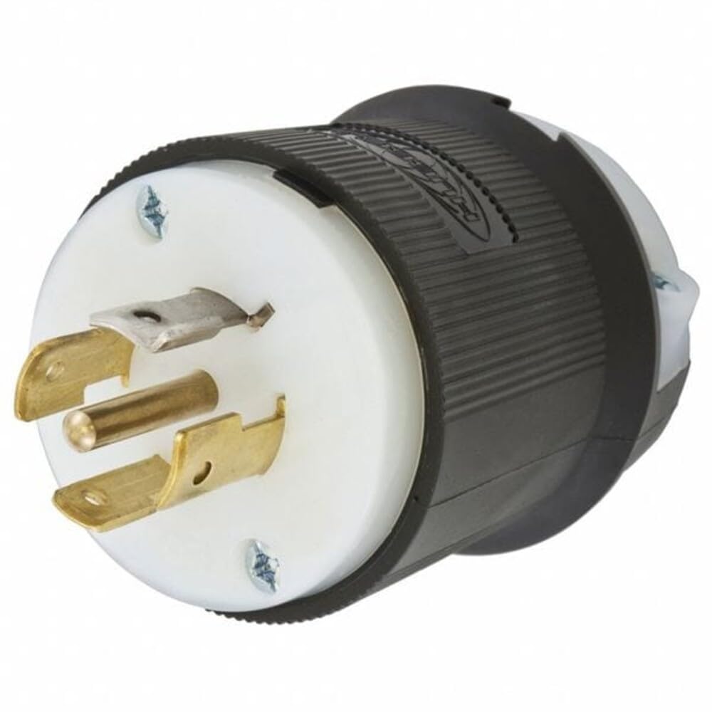 Locking Plug 20A 3PH 120/208V L21-20P Black & White by Hubbell – Nylon, Black, White, Model HBL2511