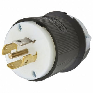 Locking Plug 20A 3PH 120/208V L21-20P Black & White by Hubbell – Nylon, Black, White, Model HBL2511