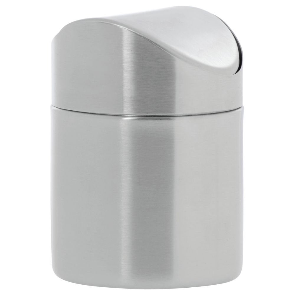 Countertop Trash Can with Swing Top Stainless Steel - 4 5/8Dia x 6 3/4"H by HUBERT – 4.625 x 4.625 x 6.75 inches, Stainless Steel, Silver