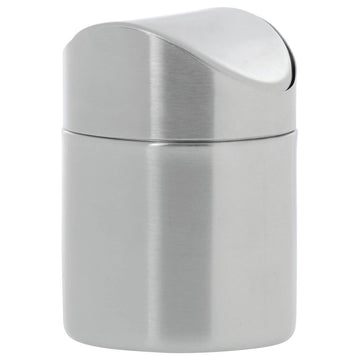 Countertop Trash Can with Swing Top Stainless Steel - 4 5/8Dia x 6 3/4"H by HUBERT – 4.625 x 4.625 x 6.75 inches, Stainless Steel, Silver