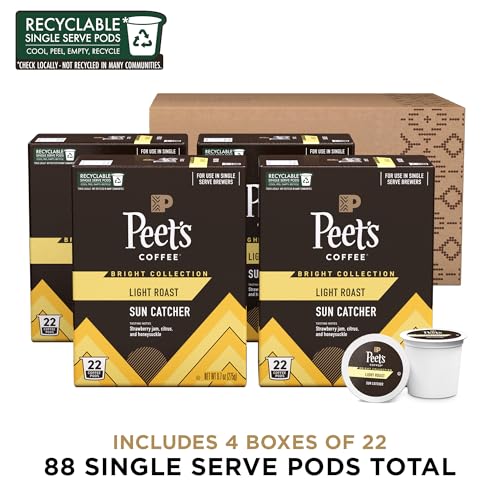 Peet's Coffee Light Roast / 22 Count (Pack of 4) / 4 Single-Serve Capsules & Pods