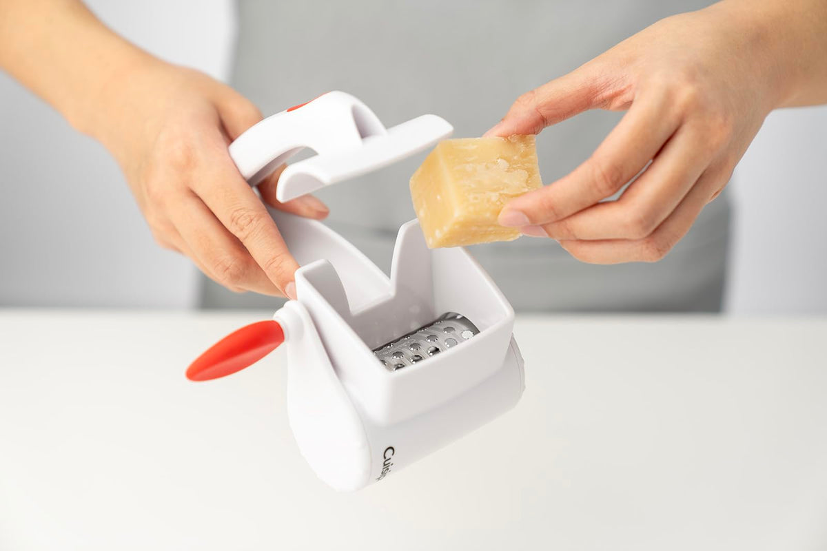 SGT Rotary Dual Grater by Cuisipro – Medium, Stainless Steel, White, Model 1612