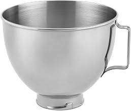KitchenAid K45SBWH 4.5 Quart Polished Stainless Steel Bowl with Handle | Polished Finish, Comfortable Handle for Secure Grip, Dishwasher-safe, Fits select KitchenAid Tilt-Head Stand Mixers.