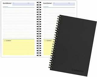 Cambridge Limited Business Notebook with QuickNotes, Legal Ruled Paper, 5" x 8", 80 Sheets, Flexible Soft Touch Cover, Wirebound, Gray (06096)
