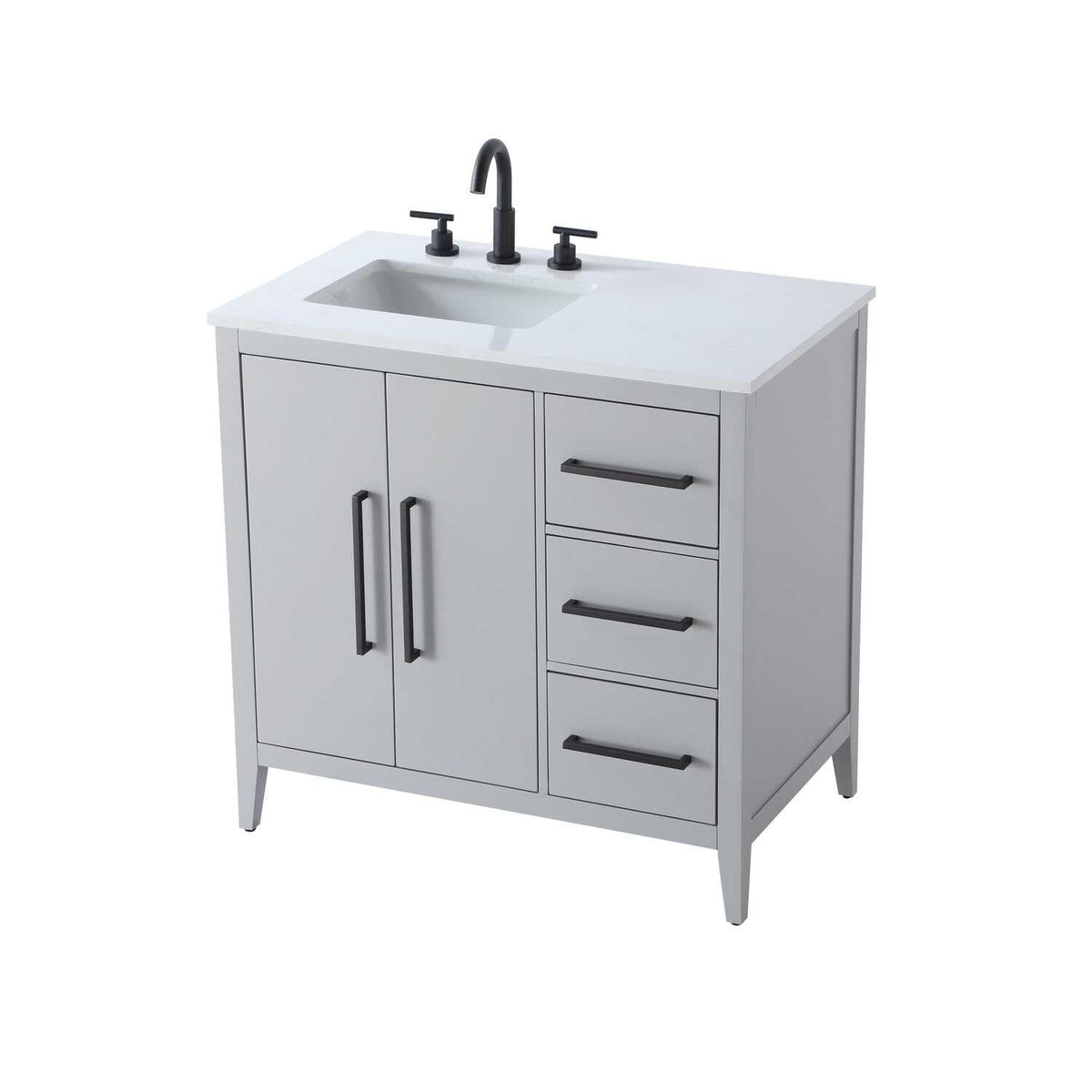 Grey Millie Bathroom Vanity by by Elegant Lighting – Solid wood and MDF, Gray, Model VF29336GR