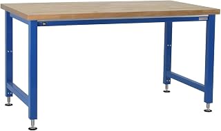 BenchPro AEW3636-LBFr 36 x 36 x 30-42 in. Adams Electric Lift Workbenches with 1.75 in. Thick Oiled 100 Percent Solid Maple Hardwood Top Light Blue