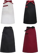 Aislor Unisex Server Aprons Waitress Apron Bowknot Lace Up Bib Aprons for Kitchen Backyard BBQ Workshop Restaura White&Red One Size