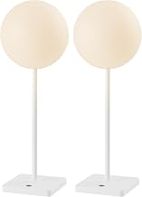 JONATHAN Y Allie 17.5" Rechargeable Cordless LED Lamp, White, Set of 2