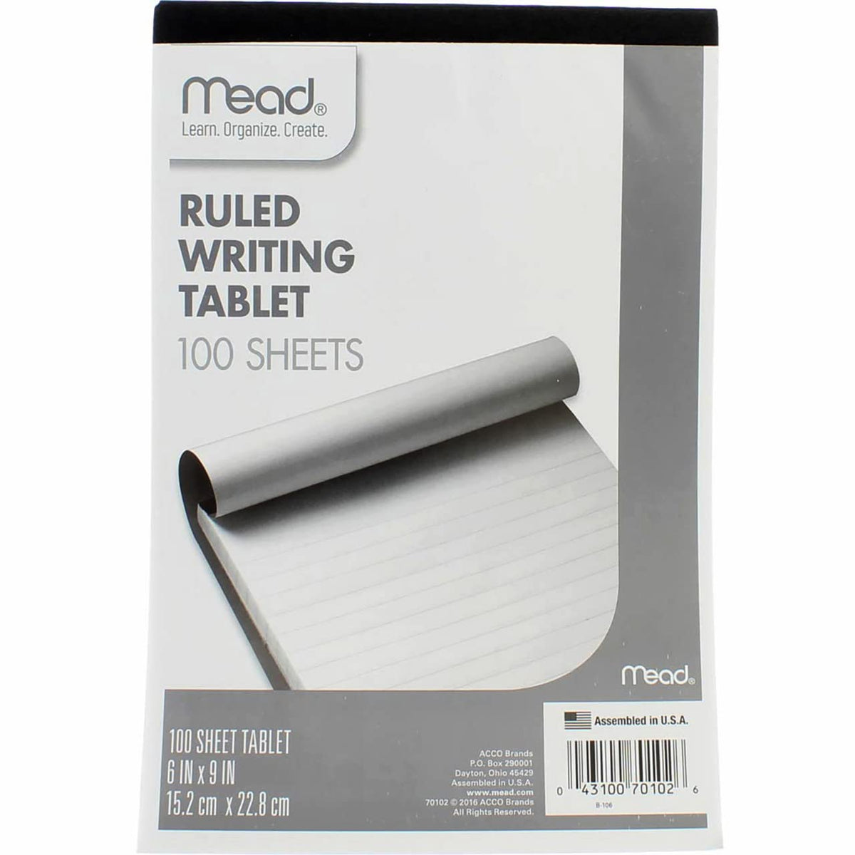 Ruled Writing Tablet by Mead – 6, Plastic, No Color, Model 70102