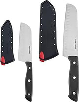 Farberware Edgekeeper Self-Sharpening Triple Riveted Santoku Knife Set, 4-Piece, Black