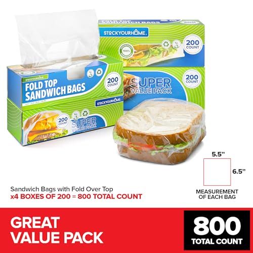 Stock Your Home 800 / One Size / Clear Food Storage Bags