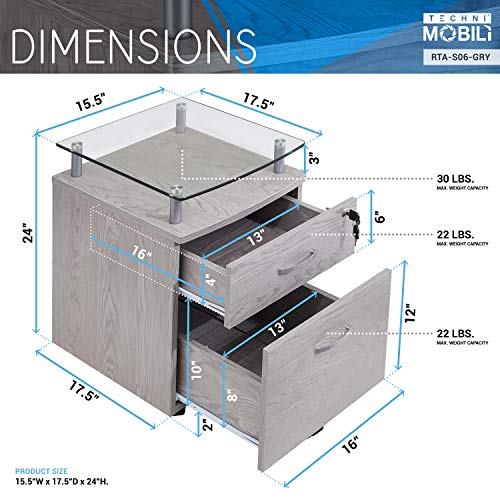 Techni Mobili Grey / Regular / Modern Vertical File Cabinets