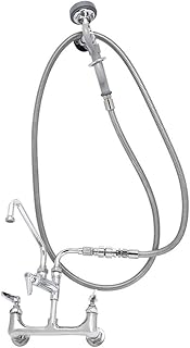 T&S Brass B-0175-01 Spray Assembly, Wall Mount Base, 8" Centers, 8" Add-On Faucet, Angled Spray Valve