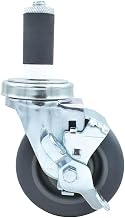 BK Resources 4" Gray Rubber 1-1/4" Expanding Stem Swivel Caster for Work Tables with Top Lock Brake, NSF, 250lb Capacity Per Wheel