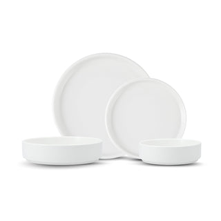 Sound Stoneware by Fortessa – 16 Piece Dinnerware Set (Service for 4), Stoneware, White, Model 16PPS.6900.SND