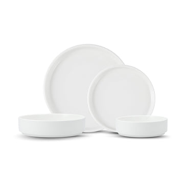 Sound Stoneware by Fortessa – 16 Piece Dinnerware Set (Service for 4), Stoneware, White, Model 16PPS.6900.SND