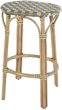 Ballito 30 in. Seat Height Oval Rattan Bar Stool - Yellow and Brown