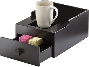 Cal-Mil 1051-1-96 Single Airport Stand with Packet Drawer, 6.25" Height, 8.25" Width, 13.75" Length, Bamboo, Midnight