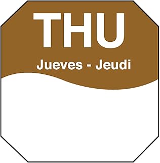 DayMark Safety Systems DayMark 1100604 Trilingual Octagonal 1 Thursday Day Label - 1000 / RL"