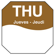 DayMark Trilingual Octagonal 1 Thursday Day Label - 1000 / RL" by DayMark Safety Systems – 1 inch, Brown, Pack of 1000, Model 1100604