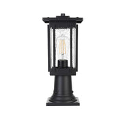 Melvale One Light Outdoor Post Mount Black by Lighting Design – 12", Iron, Black, Model OD322P16BK