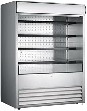 Omcan Commercial Grab-and-Go Open Refrigerated Floor Display Case 72 ', 37 cu.ft, Stainless Steel. Pull Down Curtain 43460