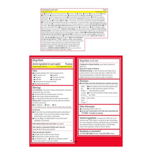 Tylenol 100 Count (Pack of 1) / 1 Acetaminophen