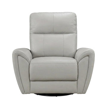 Leather-Upholstered Armchair with Swivel Glider Base by Starlight Canyon Home – Leather, Grey