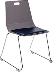 National Public Seating NPS LuvraFlex Stack Chair with Polypropylene Back/Padded Seat - Charcoal/Blue