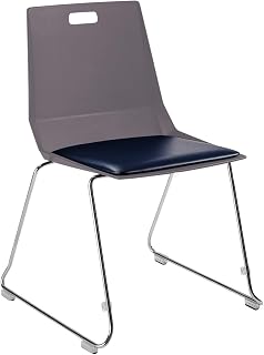 National Public Seating NPS LuvraFlex Stack Chair with Polypropylene Back/Padded Seat - Charcoal/Blue