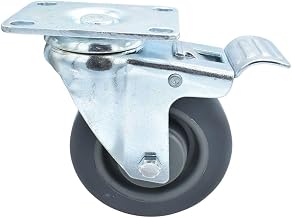 BK Resources 4" Gray Rubber Swivel Caster, 2-3/8"x3-5/8" Top Plate Mount for Work Table, NSF, Total Lock Brake, 250 Lb. Capacity, Double Ball Bearing