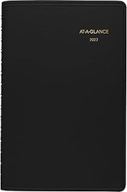 2022 Daily Appointment Book & Planner by AT-A-GLANCE, 5" x 8", Small, Black (7080005)