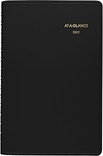 2022 Daily Appointment Book & Planner by AT-A-GLANCE, 5" x 8", Small, Black (7080005)