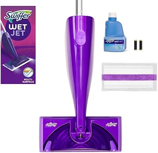 Procter & Gamble 49886 Wetjet Mop Starter Kit With 10 Pads And 1 Cleaner, 11.3 X 5.4 Head, Silver Handle