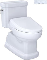 TOTO WASHLET®+ Eco Guinevere® Elongated 1.28 GPF Universal Height Toilet and S7A Classic Bidet Seat with Auto Open/Close, Cotton White - MW9744734CEFG#01