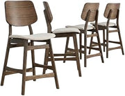 Starlight Canyon Home Fabric-Upholstered Solid Wood Counter Height Chairs Set of 4, Bar Stools with Backs for Kitchen Island Counter, Natural Beige