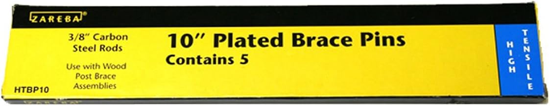 Zareba 10 Inch Galvanized Brace Pin for Electric Fence - Durable Galvanized Steel Construction - 5 Pack - HTBP10