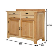 Natural Brown Cattail Bungalow Sideboard by Starlight Canyon Home – Solid American Hickory, Brown