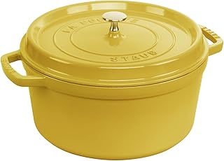 STAUB Enamelled Cast Iron Casserole Dish with Lid, Suitable for All Heat Sources Including Induction, Round, 26 cm, 5 L, 5.7 kg, Lemon
