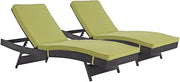 Green Outdoor Patio Chaise Set of 2 with Cushions, 2-H Thick Seat Cushions, Comfortable Lounge Chairs for Garden, Deck, or Poolside