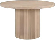 Starlight Canyon Home Oak Veneer Round Dining Table with Fluted Base, Mid-Century Modern Kitchen Dinner Table for Dining Room, Natural Oak Veneer