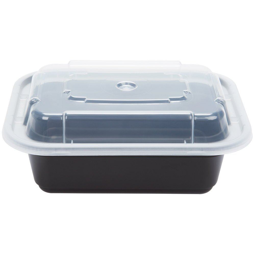 Pactiv NC-818-B Versatainer 12oz Take Out Container & Lid 150/Case by Newspring – 12, 12.0 ounces, Polypropylene, Black Base, Clear Lid, Pack of 10