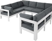 Gray Fabric Patio Modular Sectional, Weather-Resistant Upholstery, Comfortable Back and Seat Height, Durable Frame