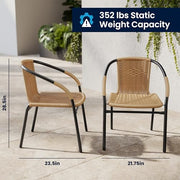 Flash Furniture Beige / Set of 2 / Modern Patio Dining Chairs